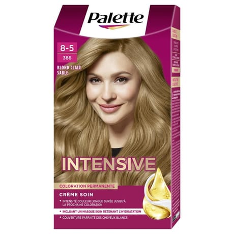 Palette coloration crème soin permanente 386 blond clair sable 8-5