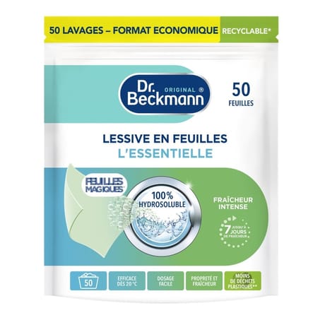 Dr beckmann lessive en feuilles magiques l'essentielle x50