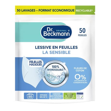 Dr beckmann lessive en feuilles magiques la sensible x50