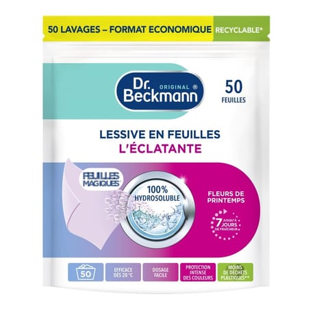 Dr beckmann lessive en feuilles magiques l'éclatante x50