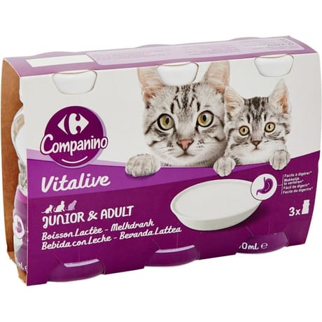Carrefour companino lait pour chats adultes et chatons 3x200ml