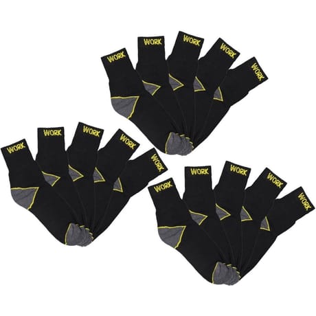 Lot de 15 paires de mi chaussettes de travail homme NOIR T39\42