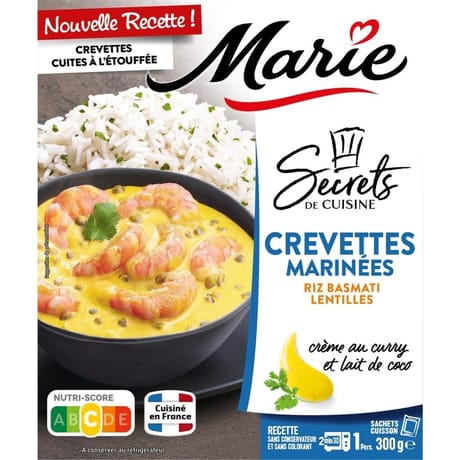 Marie crevettes marinées riz basmati lentilles vertes 300g