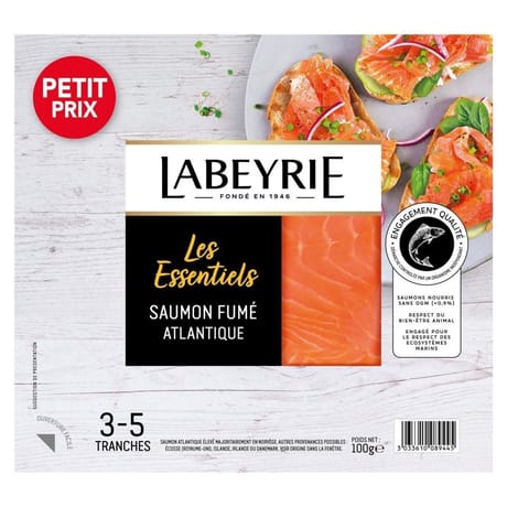 Labeyrie les essentiels saumon fumé atlantique 3-5 tranches 100g