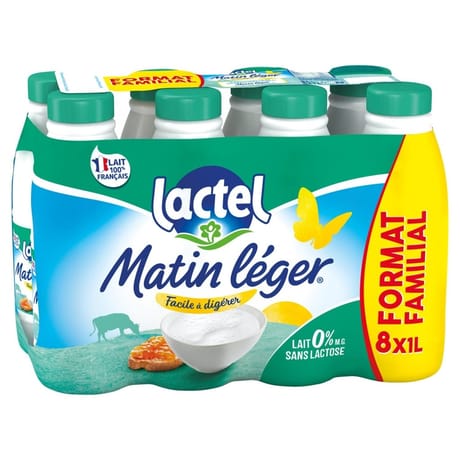 Matin léger lacet uht bouteille 8x1l format familial