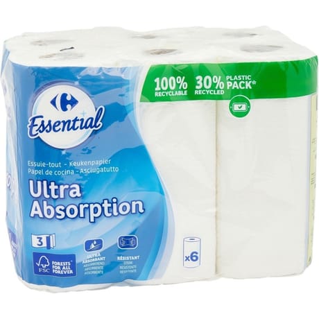 Carrefour essential essuie-tout ultra absorption x6