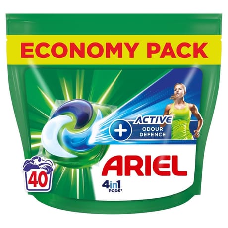 Ariel 4in1 pods lessive capsules 40 lavages +active odor defense