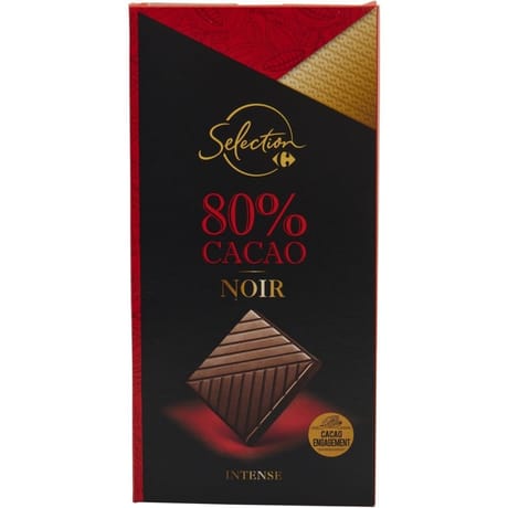 Carrefour sélection tablette de chocolat noir 80% cacao 80g