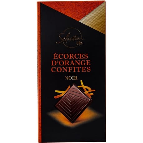Carrefour sélection tablette de chocolat noir écorces d'orange confite - 100g