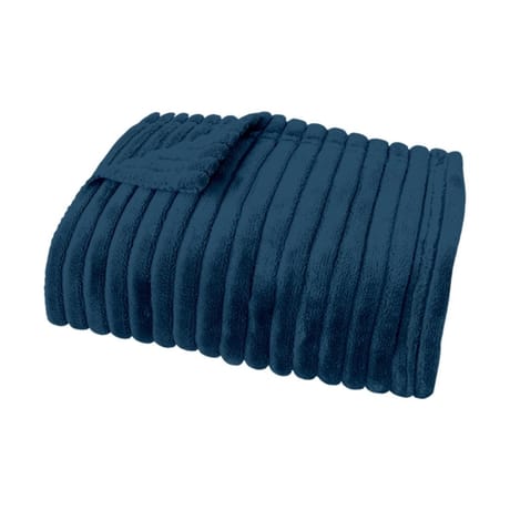 Plaid flanelle jacquard 125x150cm marine