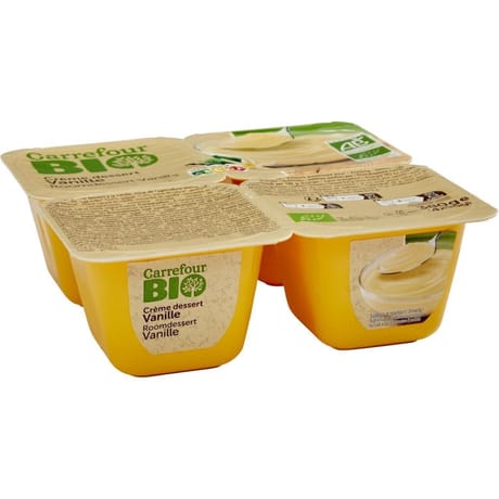Careffour bio crème dessert vanille 4x95g