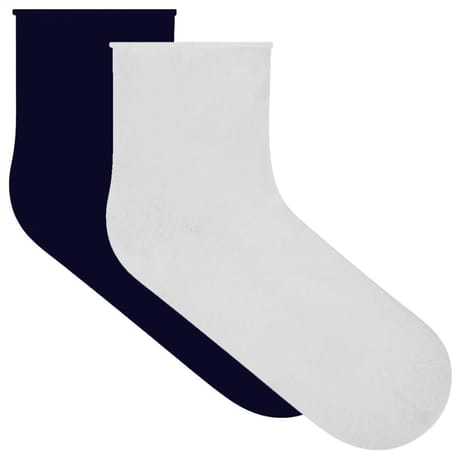 2 paires de socquettes coton bio bord roulotte femme Le Bourget BLANC/MARINE 37/41