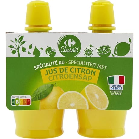 Carrefour classic' jus de citron les 2 bouteilles de 115ml