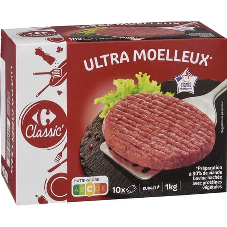 Carrefour classic' haché ultra moelleux au boeuf 10x100g