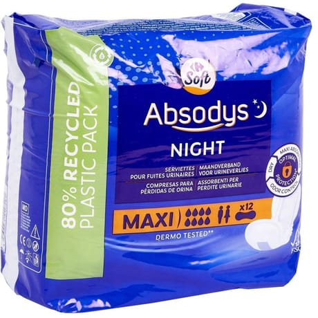 Carrefour soft serviettes incontinence absodys maxi night x12