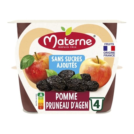 Materne compotes coupelles pomme pruneau 4x100g