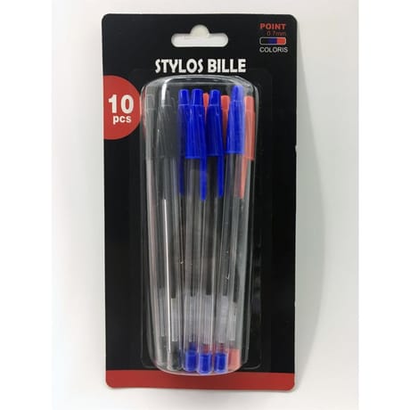 Lot de 10 stylos bille coloris assortis
