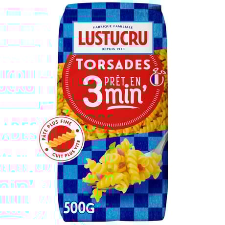 Lustucru torsettes cuisson rapide 3mn 500g