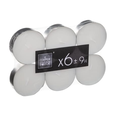 Lot de 6 bougies chauffe-plat coloris blanc