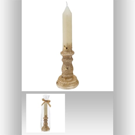 Bougie chandelier coloris doré pailleté