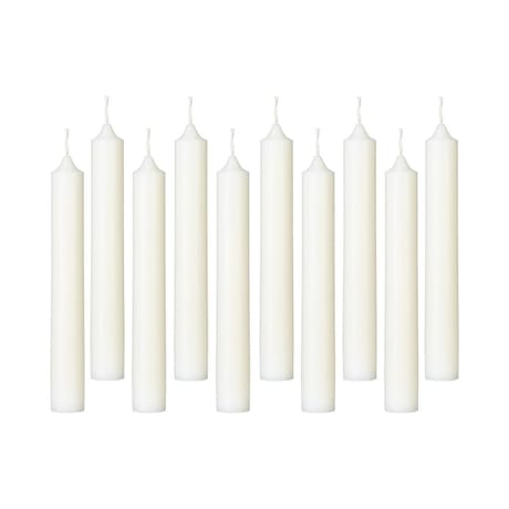 Lot de 10 bougies bâtons coloris ivoire h16 cm