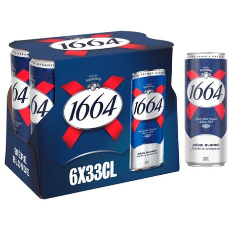 1664 bière blonde canettes 6x33cl 5.5%vol