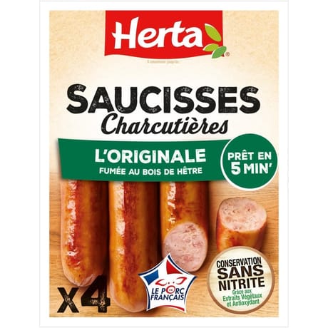 Herta saucisses charcutière l'originale CSN x4 280g