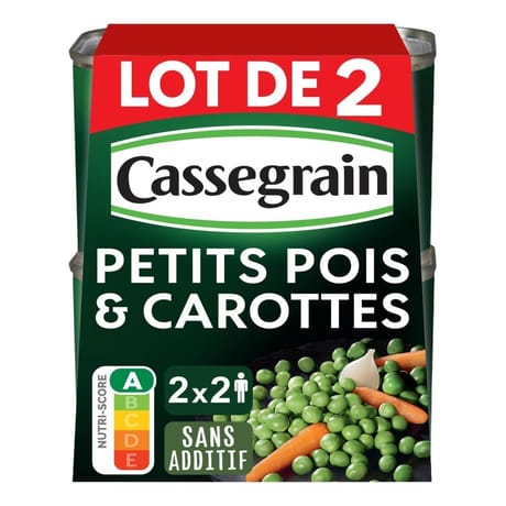 Cassegrain petits pois & carottes selection tendres&fondants 530g