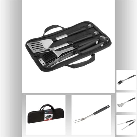Malette barbecue en textile avec 4 ustensiles