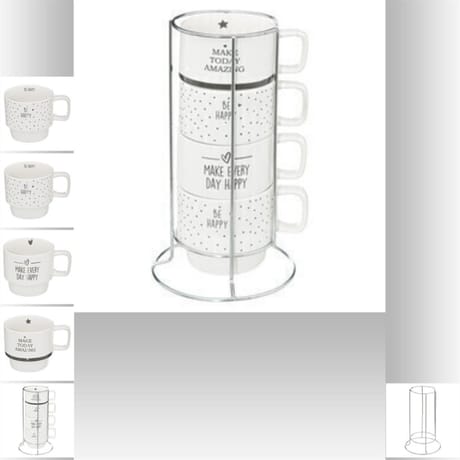 Casier 4 mugs happy 22 cl