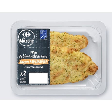 Filets de limande du Nord MSC façon meunière CARREFOUR LE MARCHE la barquette de 2 - 200g