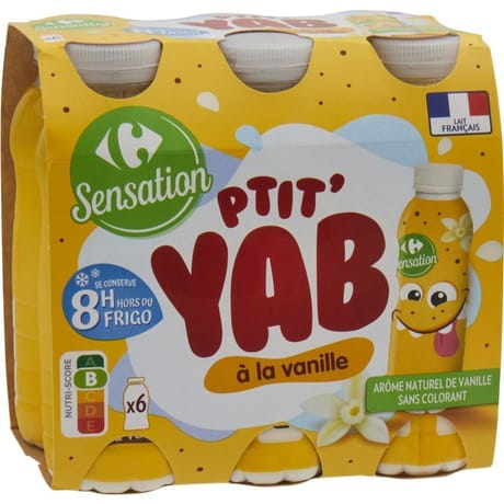 Carrefour sensation yaourt à boire vanille 6x180g
