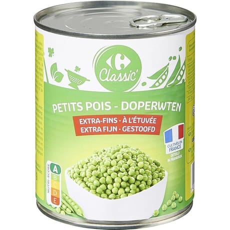 Carrefour classic' petits pois extra-fins 560g