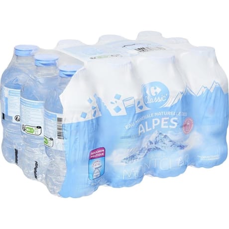 Carrefour classic' eau minérales naturelle des Alpes 12x33cl