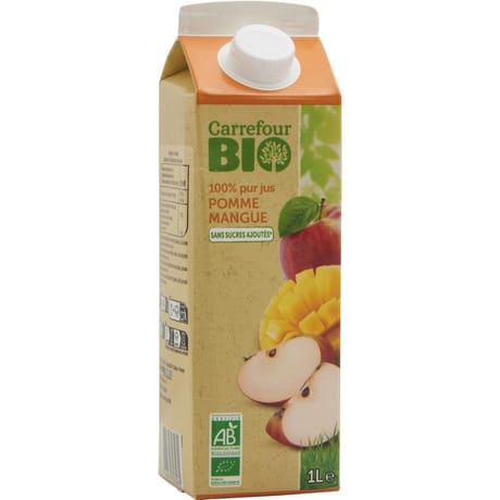 Carrefour bio pomme mangue 100% pur jus 1l
