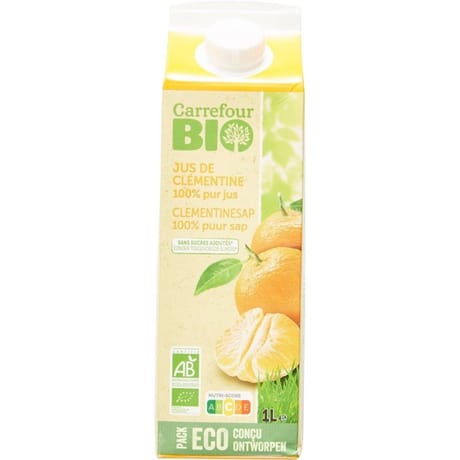 Carrefour bio pur jus de clementine 100% 1l