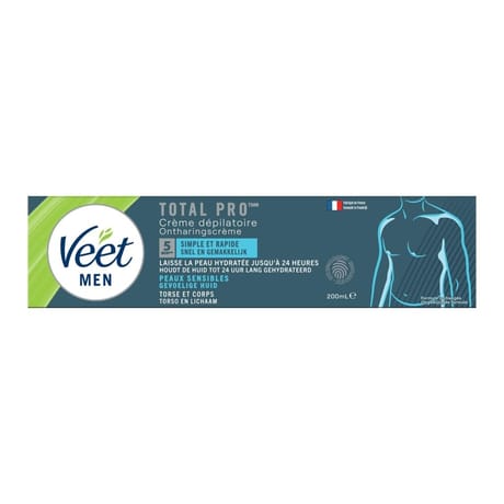 Veet men crème dépilatoire torse et corps peaux sensibles 200 ml