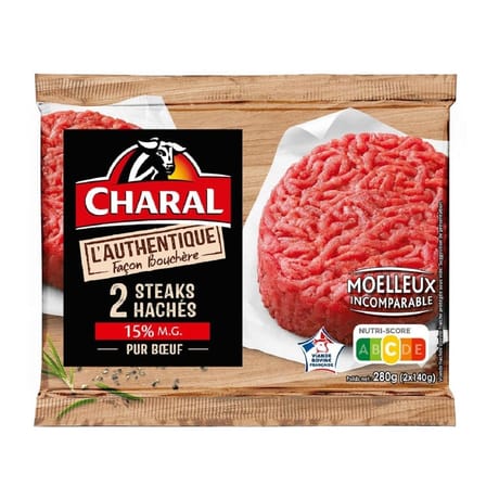 Steak haché pur boeuf 15% mg l'Authentique 2x140g Charal