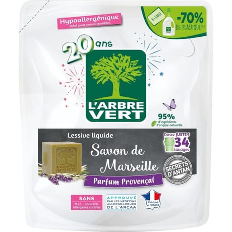 L'arbre vert secret d'antan recharge lessive liquide savon de marseille 1.53l