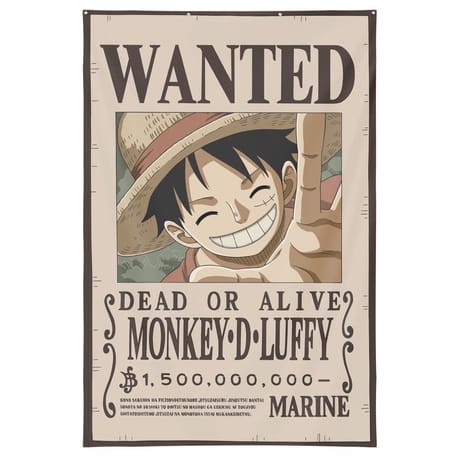 Poster tissu 125x85cm one piece monkey d. Luffy "wanted"