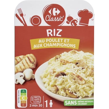 Carrefour classic' riz au poulet et aux champignons 300g