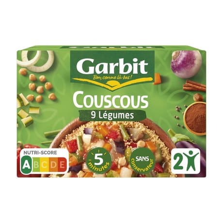 Garbit couscous aux 9 légumes - plat cuisiné 2 personnes 690g