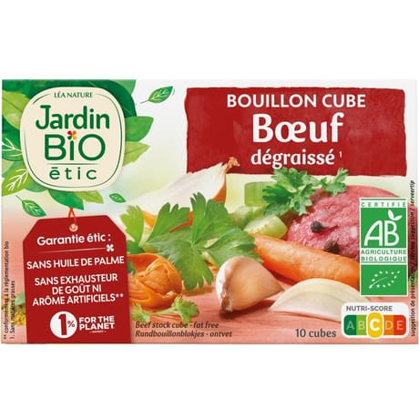 Jardin bio étic bouillon cube boeuf dégraissé bio 10 cubes 100g