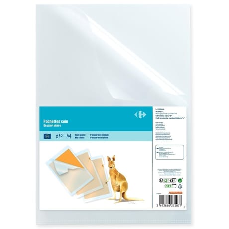 Carrefour 20 pochettes coin A4 21x29.7cm