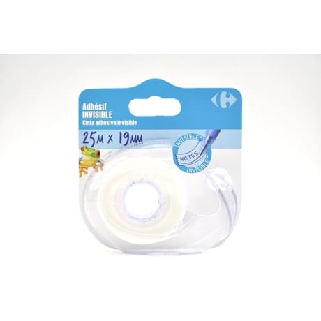 Carrefour adhésif invisible 25m x 19mm avec dévidoir