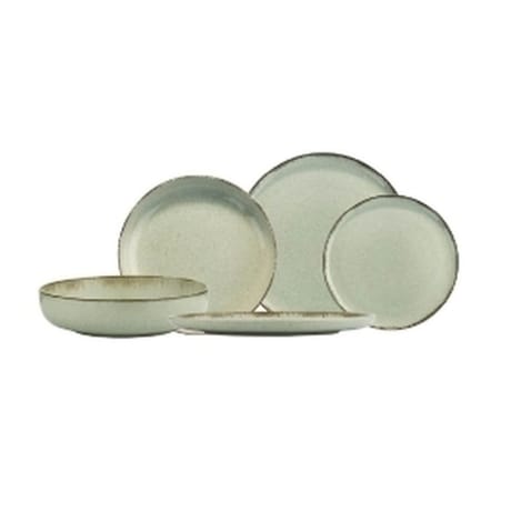 Carrefour home service vaisselle mood en grès 12 pièces vert d'eau