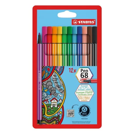 Stabilo 12 feutres pen 68 étui carton pack scolaire