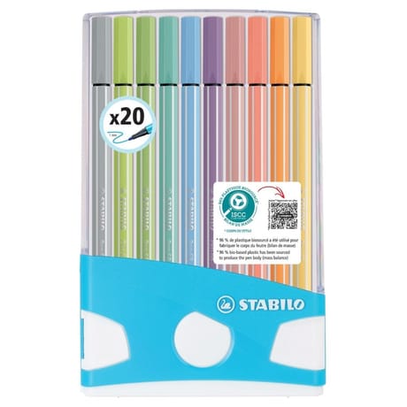 Stabilo color parade 20 pen 68 décor turquoise dont 10 pastel