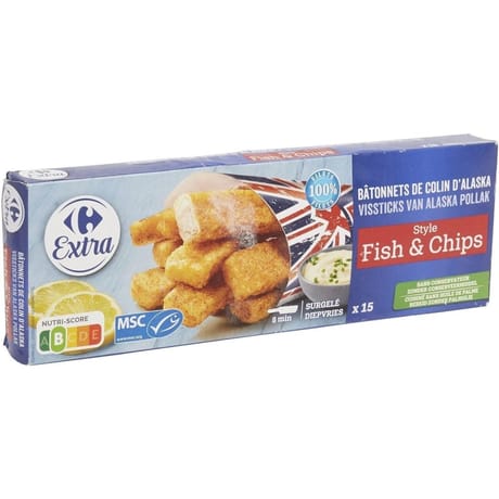 Carrefour extra 15 bâtonnets colin panés 405g