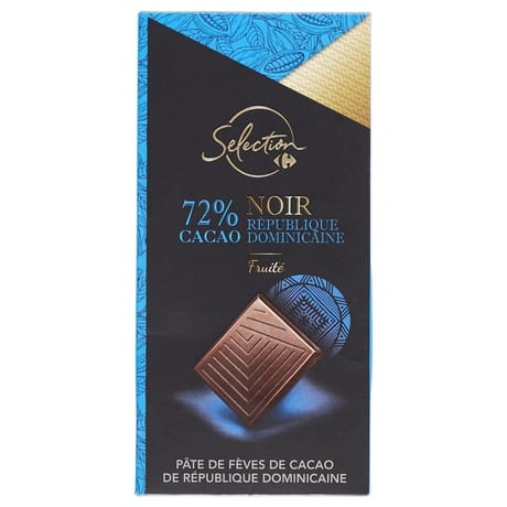 Carrefour selection tablette de chocolat noir 72% cacao fruité - 80g